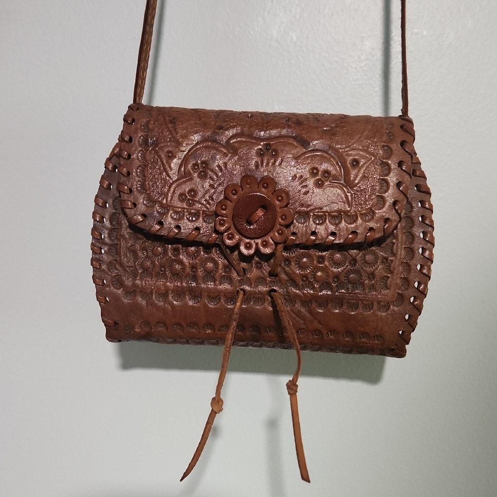 Handcrafted Brown Leather Crossbody Bag